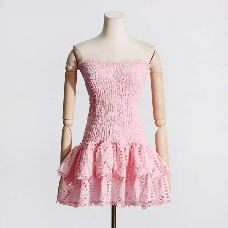 Summer Floral Sundress Holiday Halter Print Corset Short Dress Women Sexy Backless Ruffles Cake Vestidos Mini Flower Beach Robe