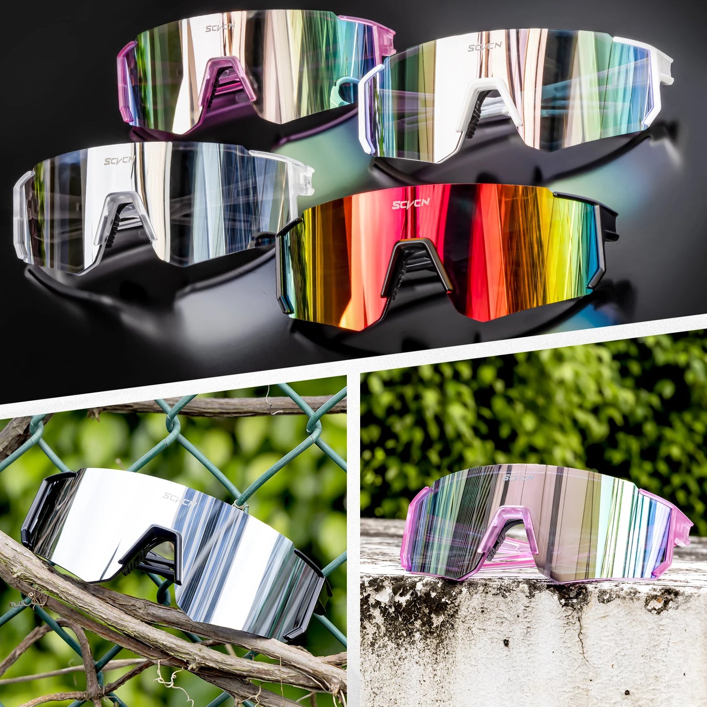 SCVCN Fashion Street Sunglasses MTB Bike Bicycle Camping Golf UV400 Glasses Women Baseball for Men Sport Y2K Cycling Glasses