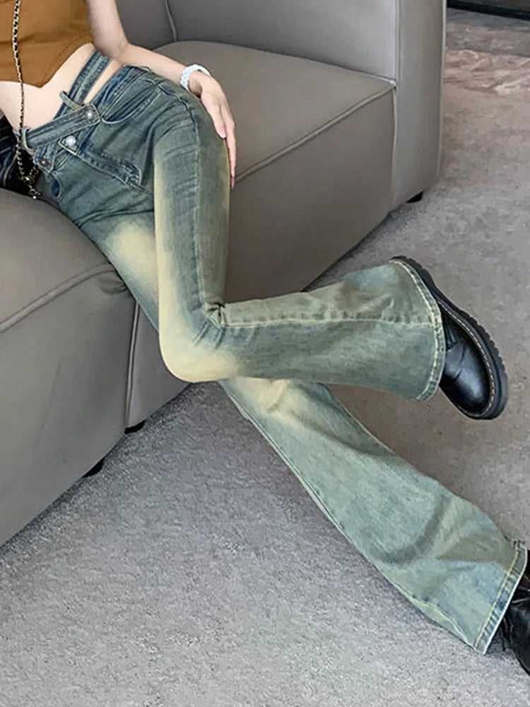 Sexy Y2k Design Skinny Flare Jeans Korean Fashion High Waist Vintage Stretch Boot Cut Denim Pants Casual Streetwear Vaqueros New