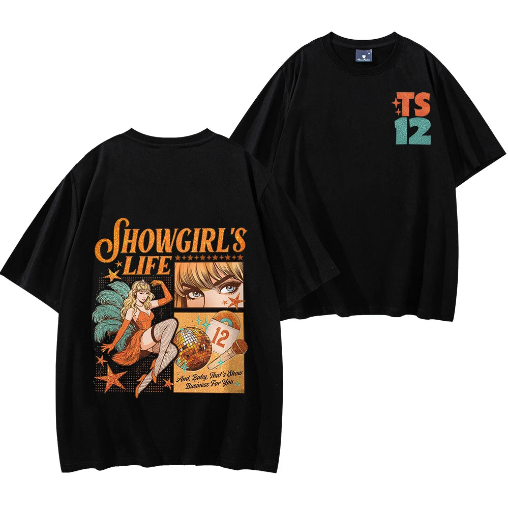 Showgirls Life T Shirt in My Showgirl Era T-Shirt New Album 2025 Shirt Country Music Fan Gift Men Women Streetwear Hip Hop Tops