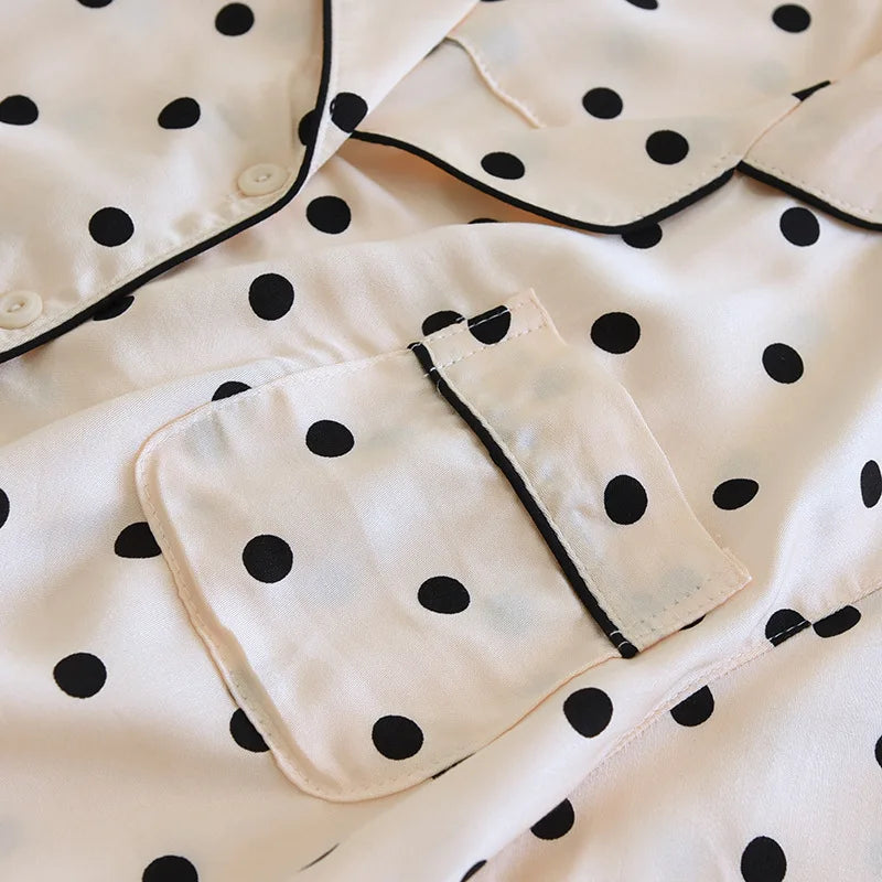 Cotton Viscose Dots Printed Sleepwear Summer Shirt Dress for Women Short Sleeved Pajama Nightdress Comfortable Home Clothing