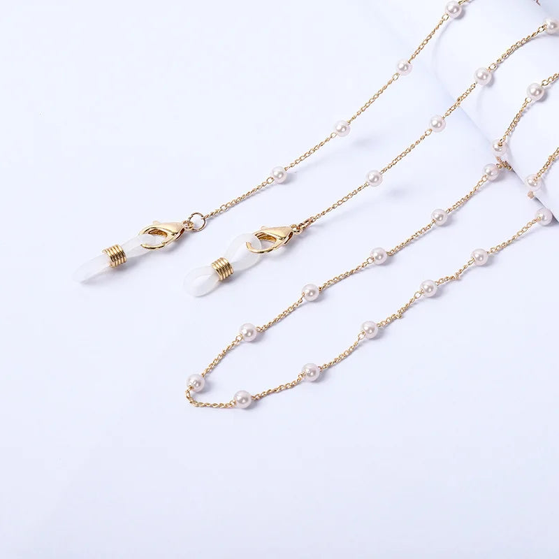 Steampunk Fashion Pearl Mask Chains Glasses Chain for Women Retro Metal Sunglasses Lanyards Eyewear Cord Holder Neck Strap