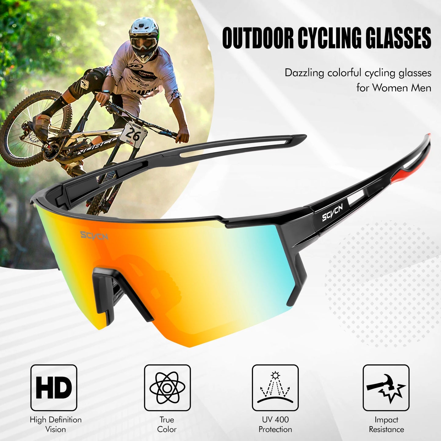 SCVCN Fashion Street Sunglasses MTB Bike Bicycle Camping Golf UV400 Glasses Women Baseball for Men Sport Y2K Cycling Glasses