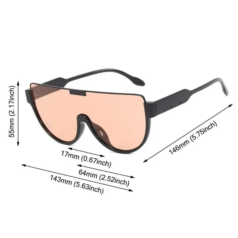 Semi Round Sunglasses for Women Monobloc Outdoor Protective Glasses Oversized Sunglasses UV400 очки солнечные женские очки