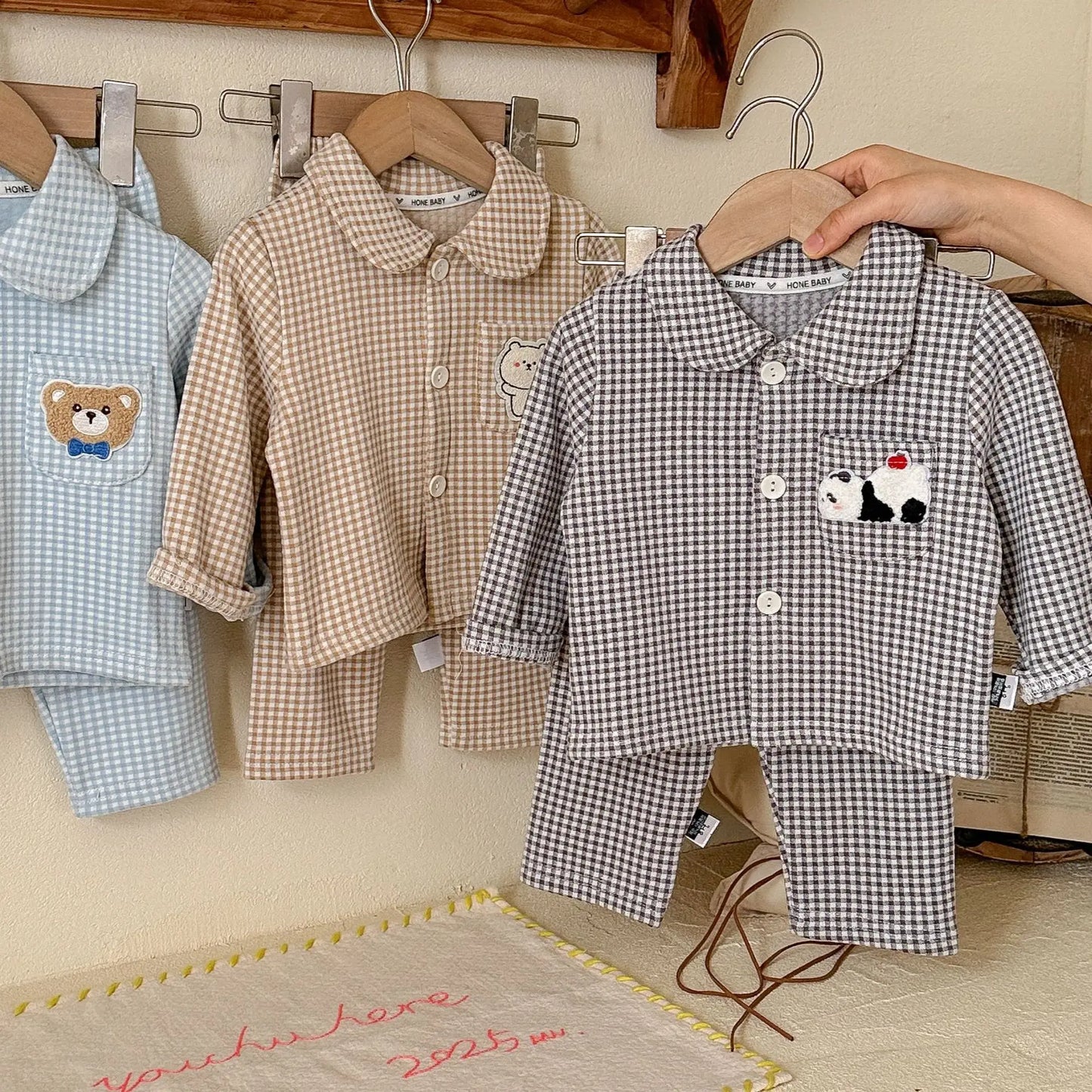 Children's Pajamas Autumn Boys' and Girls' Woolen Pajama Set, Children's Baby Home Clothes Two Piece Set