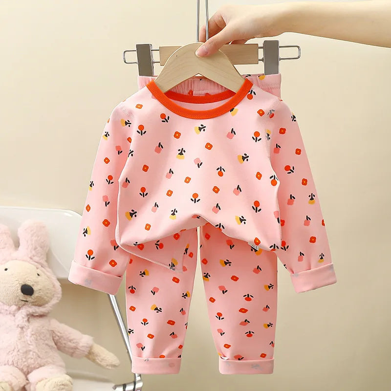Kid Comfortable Pajamas Two Piece Set Multi Style Long Sleeve Top Trousers Pants Girl Boy Homewear Casual Children Cute Wear