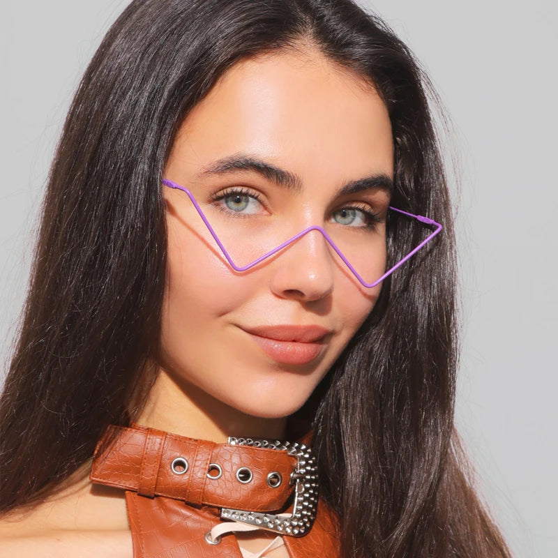 Protective Glasses New Fashion Crystal Sunglasses For Women Small Diamond Eyeglasses Line Alloy Eyewear Punk Half Frame Glasses