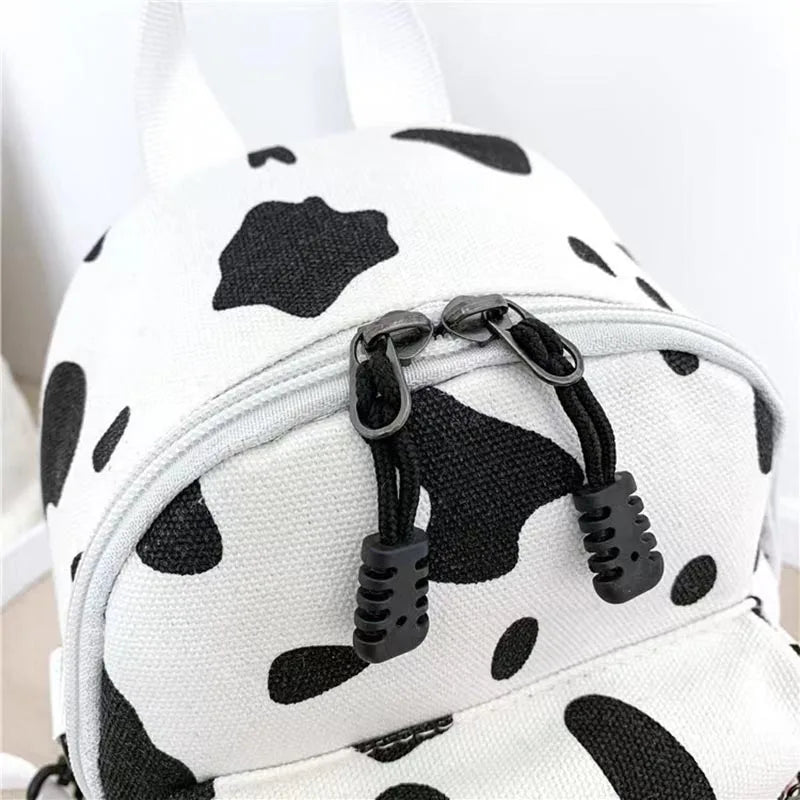 Kids Cute Cow Printed Bag Children's Girl Backpack With Stuffed Cow Lightweight Kindergarten Schoolbag Early Education Bag