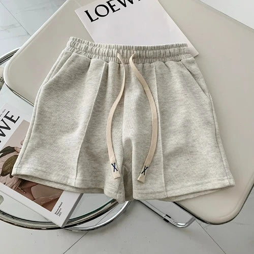 Summer Shorts Women Elasticity Lovely Girls Korean Style Sweet Students Harajuku Simple Pure Gray Oversize Trousers Female 2026
