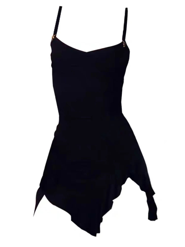 Black Dress Women Mini Elegant Bodycon Backless Hotsweet Summer Party Streetwear Female American Style Vintage Casual Sundress