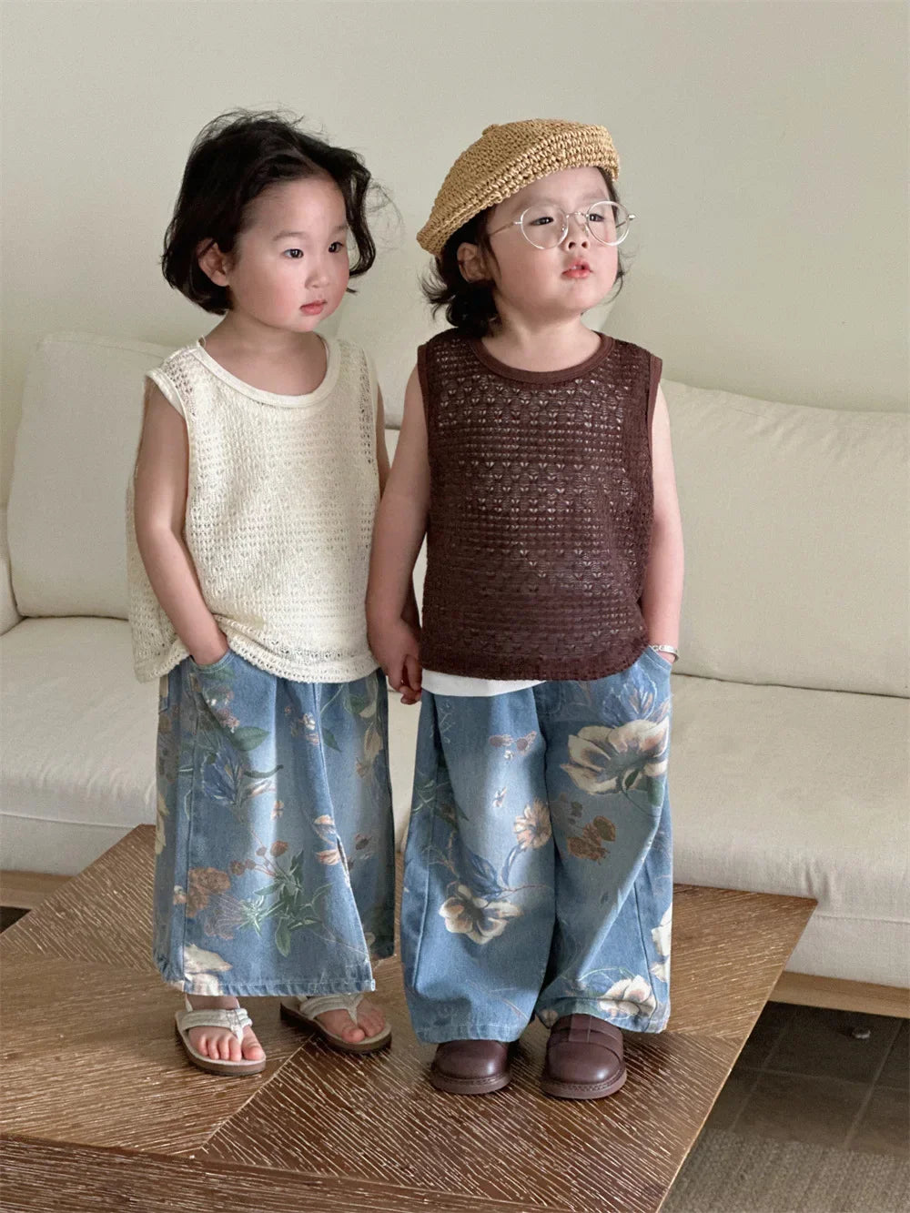 2025 Boys' SpringSummer Pants New Big Boy Printed Street Jeans Baby Korean Straight Leg Pants  Baby Boy Clothes