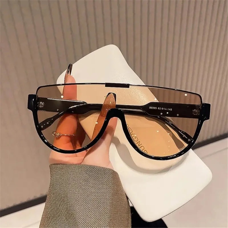 Semi Round Sunglasses for Women Monobloc Outdoor Protective Glasses Oversized Sunglasses UV400 очки солнечные женские очки