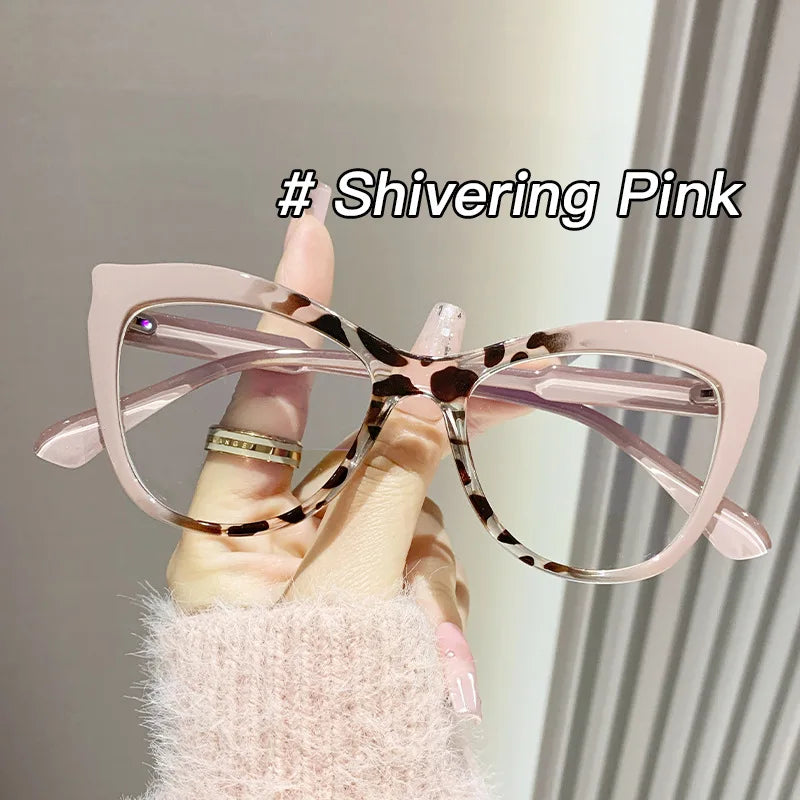 Fashion Cat Eye Reading Glasses Women Personalized Computer Eyeglasses T-shaped Optical Glasses Anti Blue Light Blocking Eyewear