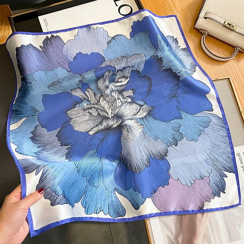 New 100% Real Silk Scarf For Woman Vintage Leopard Head Hair Scarfs Small Square Bandana Femme Office Neckerchief SD0201