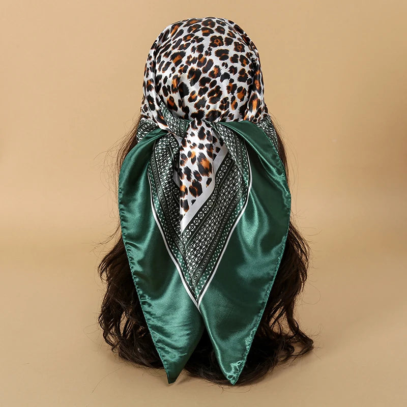 90*90cm Square Silk Scarf Women Fashion Designer Beautiful flowers Foulard Soft Satin Shawl Kerchief Scarfs Neck Headscarf