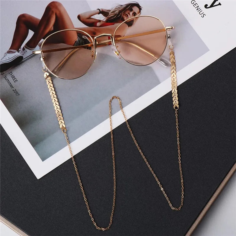 Steampunk Fashion Pearl Mask Chains Glasses Chain for Women Retro Metal Sunglasses Lanyards Eyewear Cord Holder Neck Strap