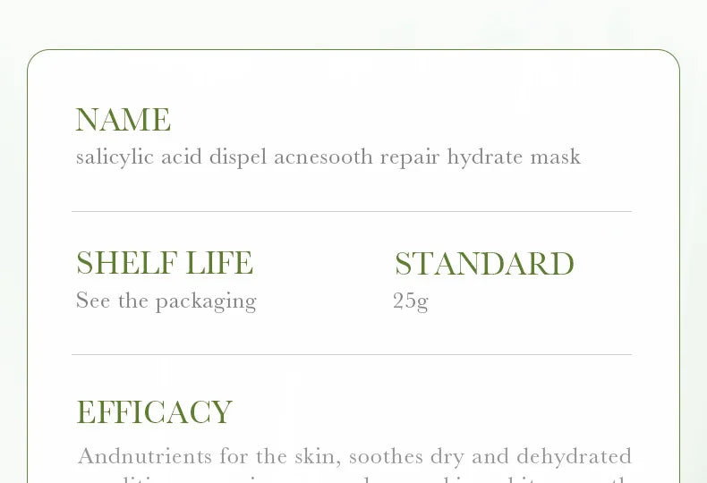 5pcs SADOER Salicylic Acid Face Mask Moisturizing Nourishing Firming Hydrating Facial Masks Face Sheet Mask Skin Care