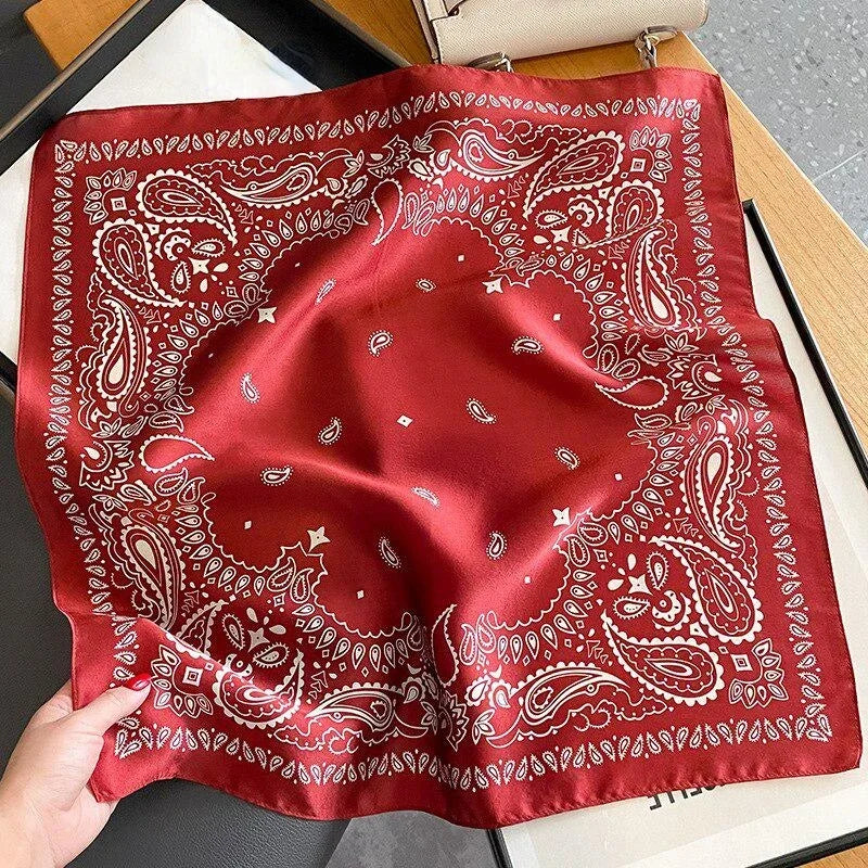 New 100% Real Silk Scarf For Woman Vintage Leopard Head Hair Scarfs Small Square Bandana Femme Office Neckerchief SD0201