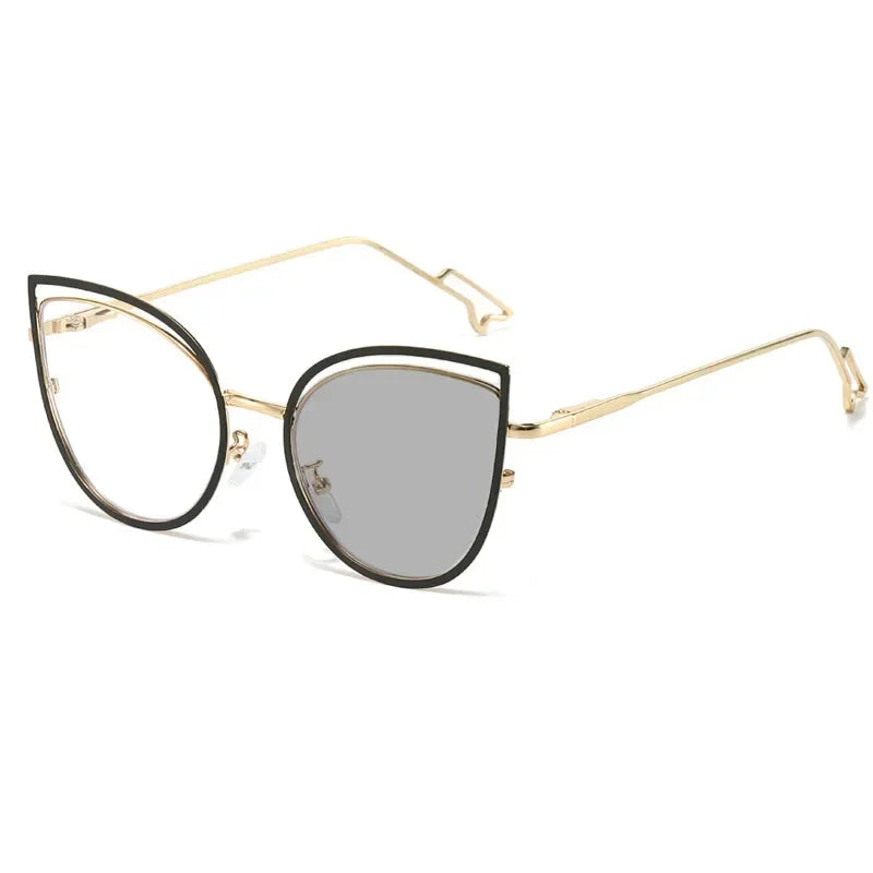 Color Changing Blue Light Blocking Glasses Women Men Stylish Photochromic Glasses Ladies Cat Eye Optical Spectacle Eyeglasses