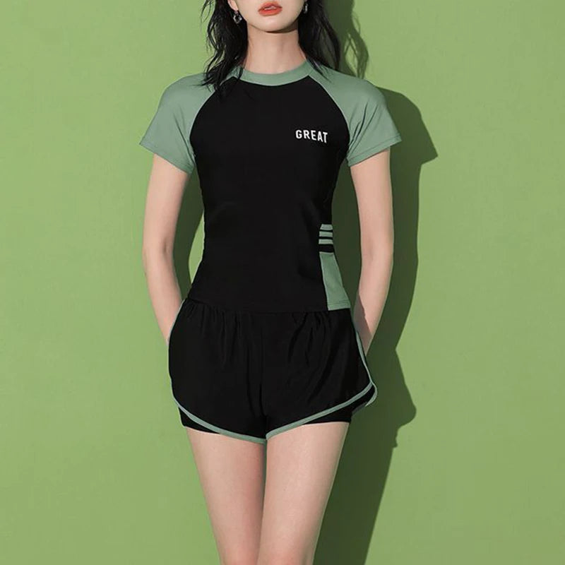 Summer Kawaii Chic Y2K Lady Swimsuits Patchwork Letter Sexy Elegant Swimwear Fashion Casual Korean Women's Two-piece Swimsuit