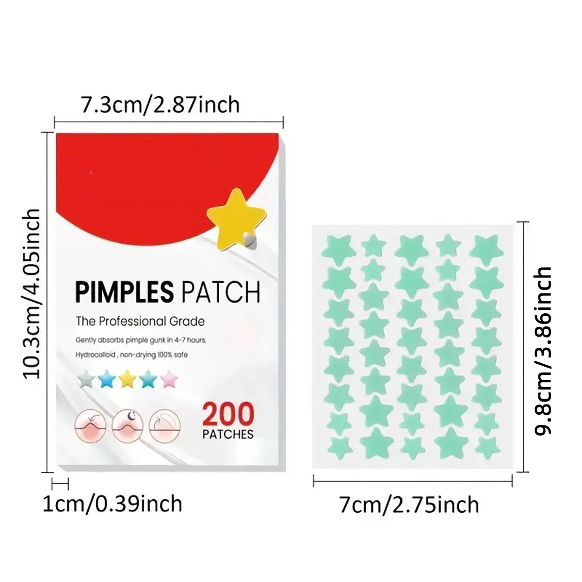 200PCS water-based gel acne patch for reducing acne, used once for facial and skin night spot stickers acne patches