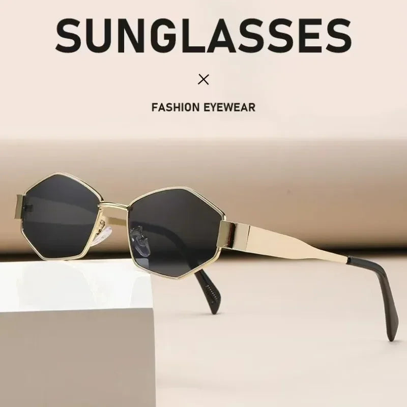 Fashion Hexagon Sunglasses Women 2025 Luxury Brand Design Unique Polygon Sun Glasses Men Vintage Small Frame Eyewear Shades