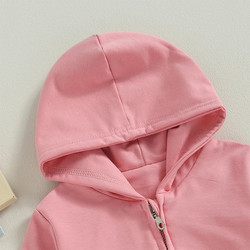 Solid Casual Zip Up Hooded Coat For Toddler Boys Girls Hoodies Jacket Long Sleeve Kids Coat Fall Winter Clothes Outerwear