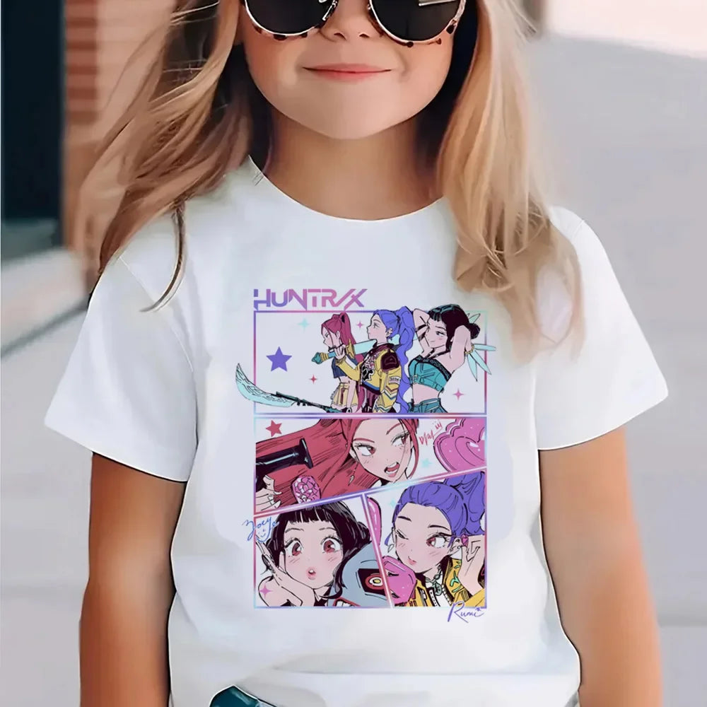 Kpop Demon Hunters Children's T Shirt Women Short Sleeve Saja Boys Kids Tee Kpop Demon Hunters Tshirt Boys Girls Family Clothing