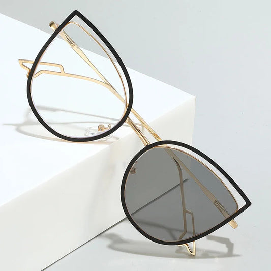 Color Changing Blue Light Blocking Glasses Women Men Stylish Photochromic Glasses Ladies Cat Eye Optical Spectacle Eyeglasses