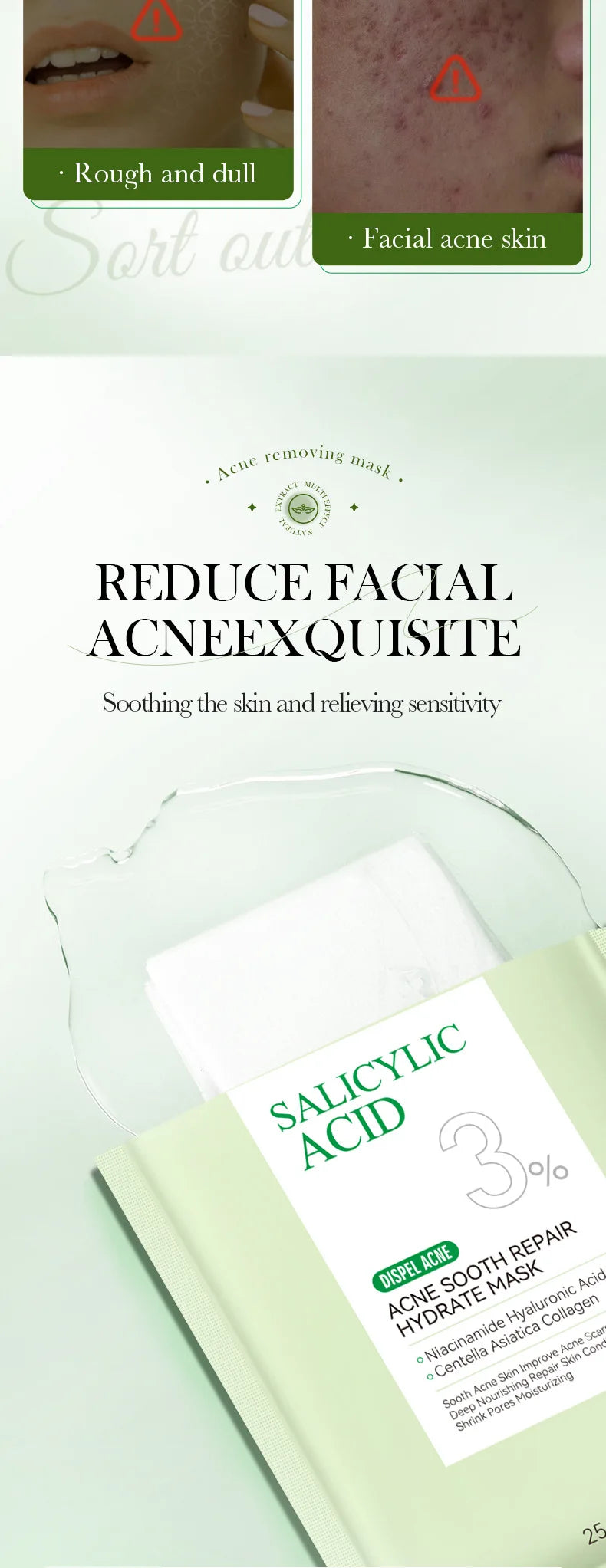 5pcs SADOER Salicylic Acid Face Mask Moisturizing Nourishing Firming Hydrating Facial Masks Face Sheet Mask Skin Care
