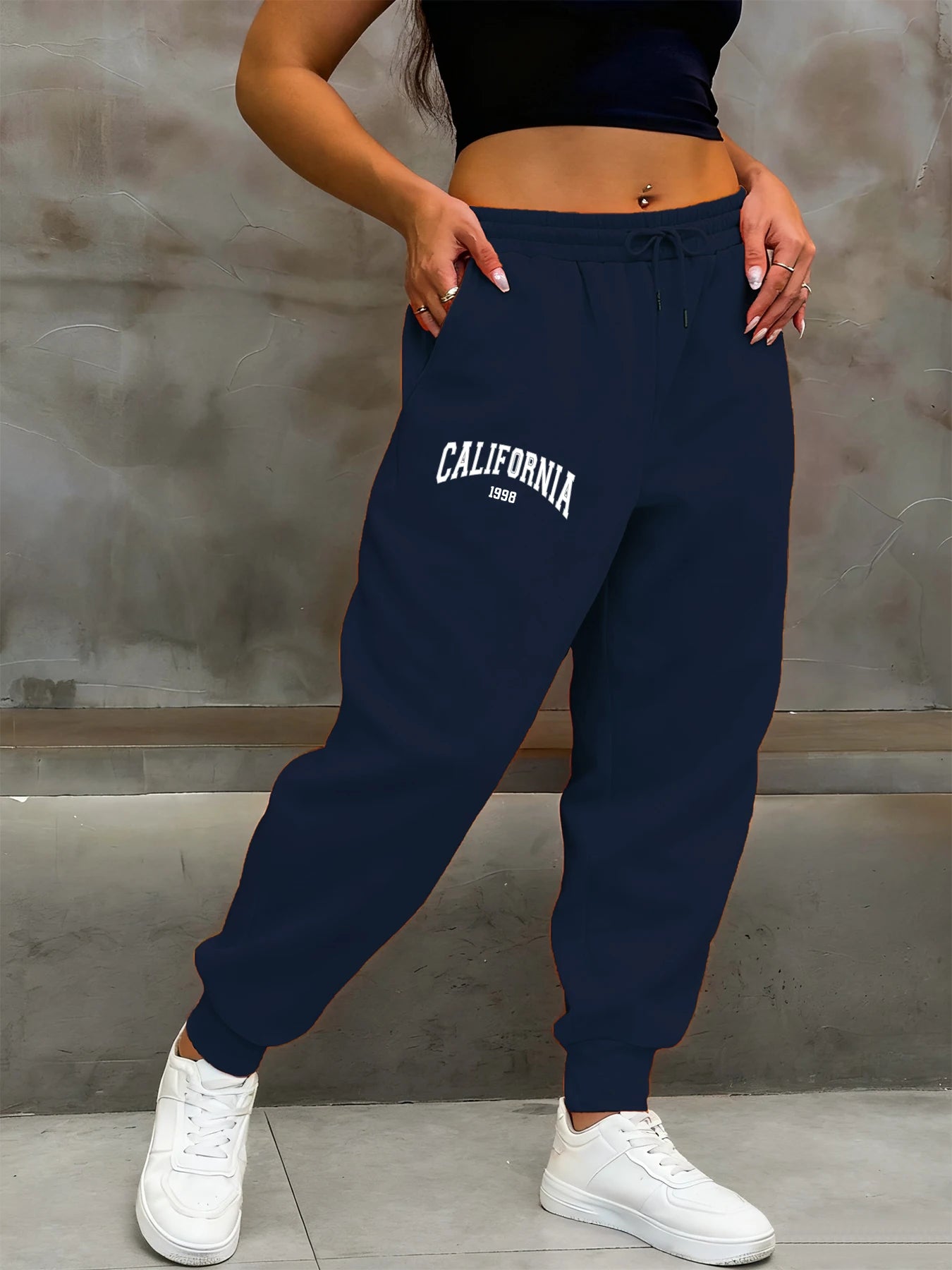 California 1998 Letter Printing Woman Sweatpants Fashion Comfy Long Pants Trendy Basic Trousers Casual Elastic Waist Pant