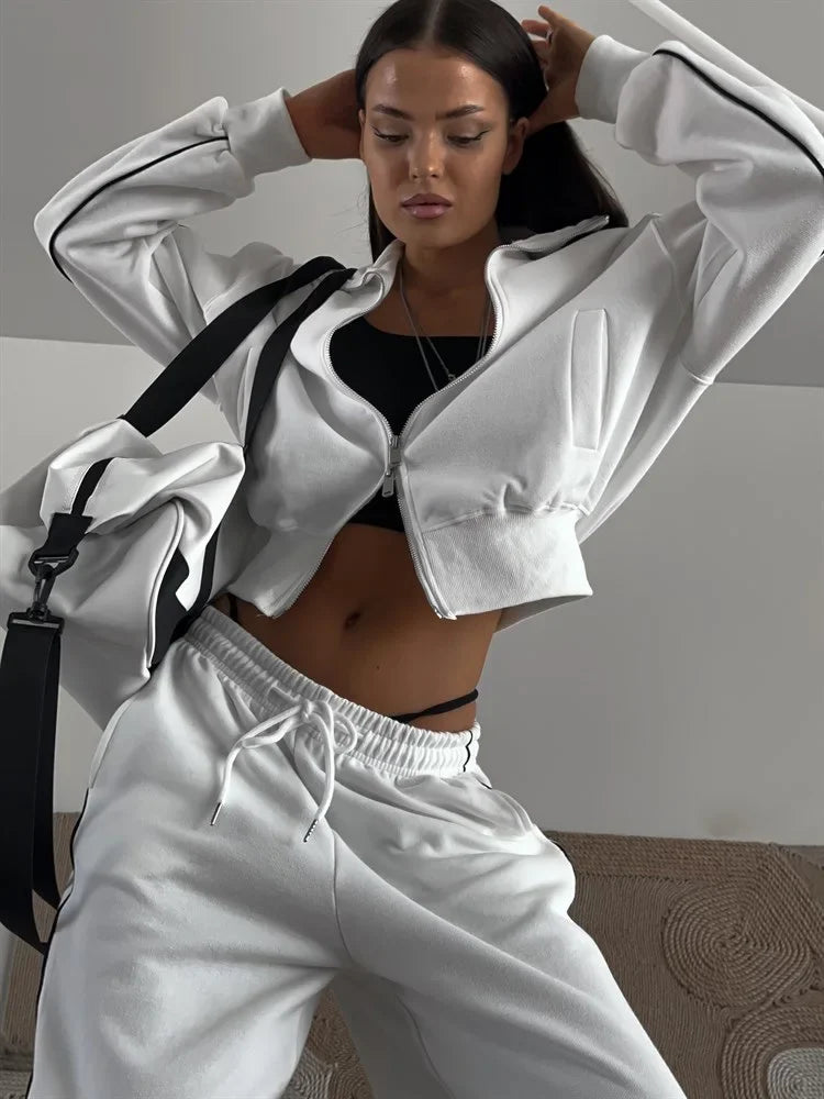 Women Two Piece Sets Pant Set Tracksuit Sport Jogger Y2k Sweatshirts Autumn Sports Jacket Elastic Waist Pants Matching Sets 2025