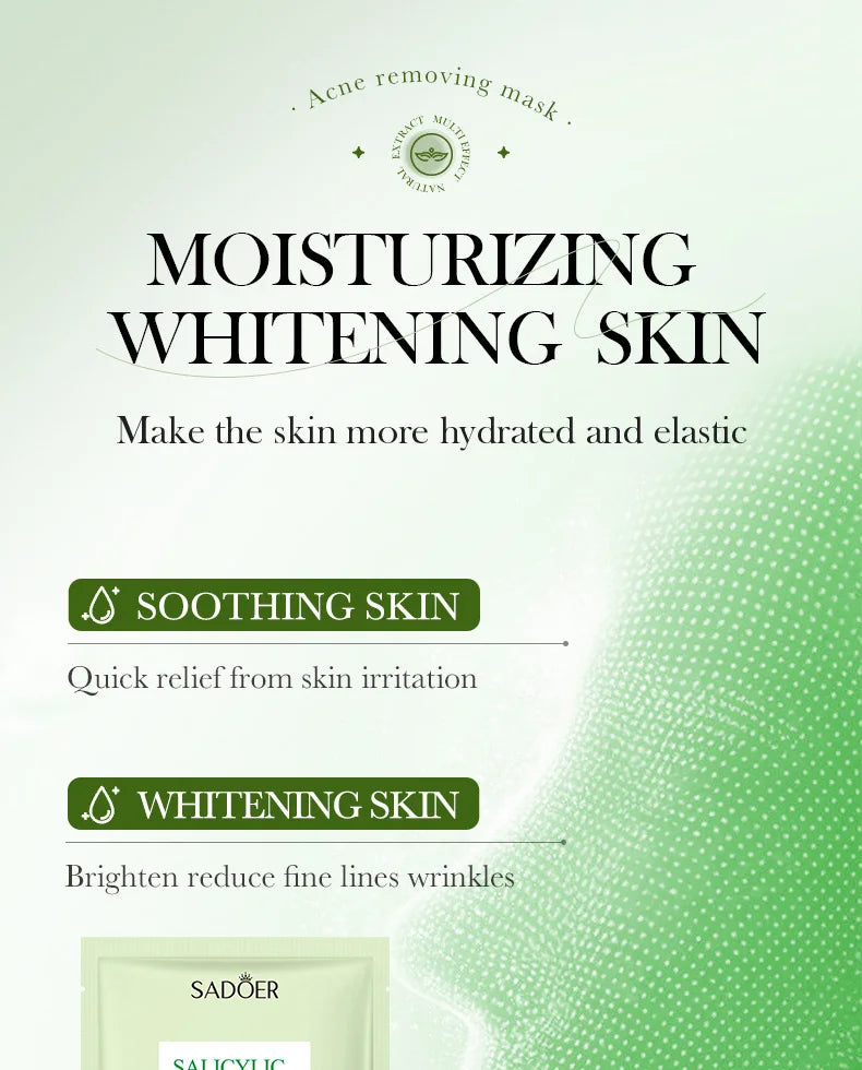 5pcs SADOER Salicylic Acid Face Mask Moisturizing Nourishing Firming Hydrating Facial Masks Face Sheet Mask Skin Care