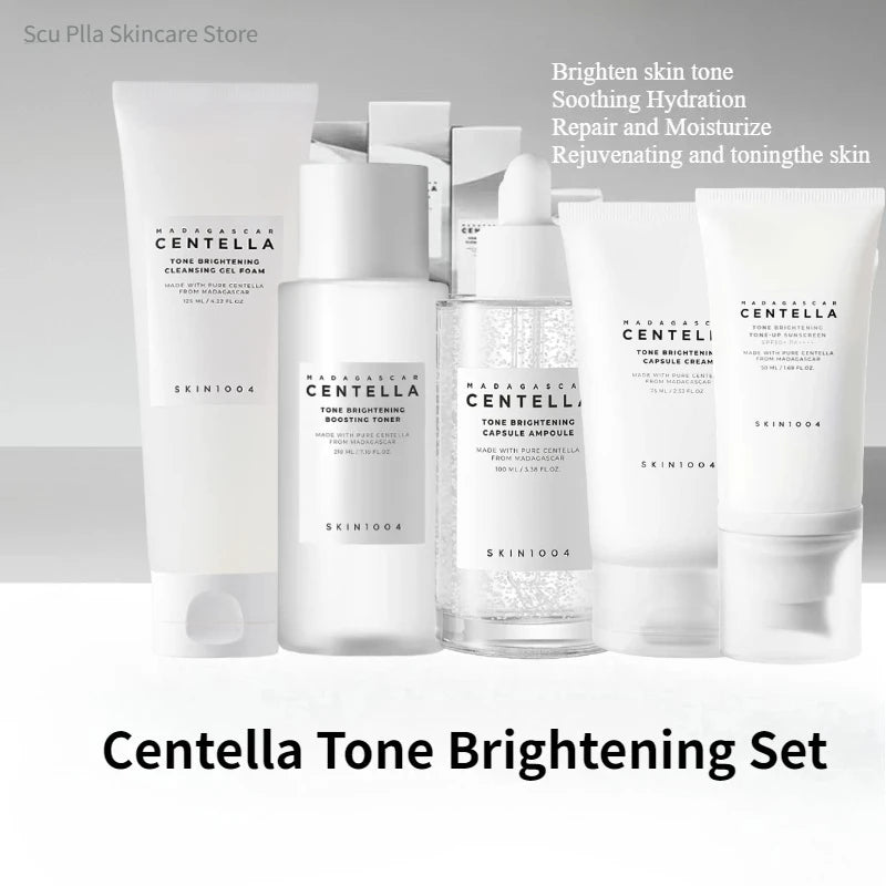 Korean Centella Skincare Set Foam, Acne Toning Toner,Ampoule,Moisturizing Cream,Cleansing Oil Daily Face Care Products 5pcs Set