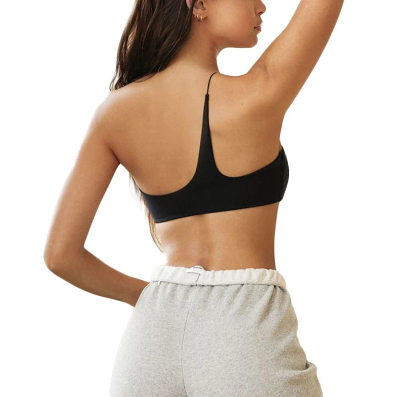 Stretchy Summer Corset Top Women Slim One-Shoulder Sleeveless Black Sexy Bodycon Club Crop Tops Jogger Tube Aesthetic Clothing