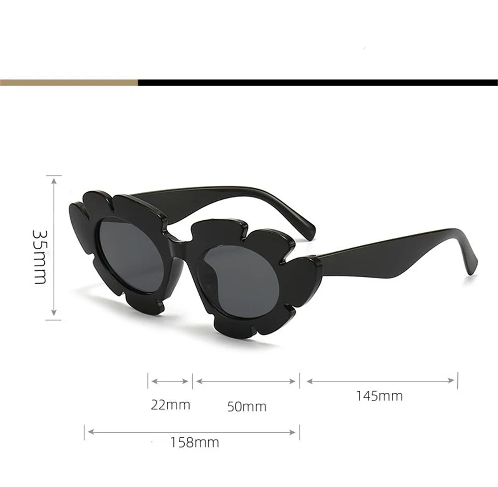 KLASSNUM Fashion Cat Eye Candy Colors Sunglasses Women Retro Brand Designer Flower Shape Eyewear Men Trending Sun Glasses UV400