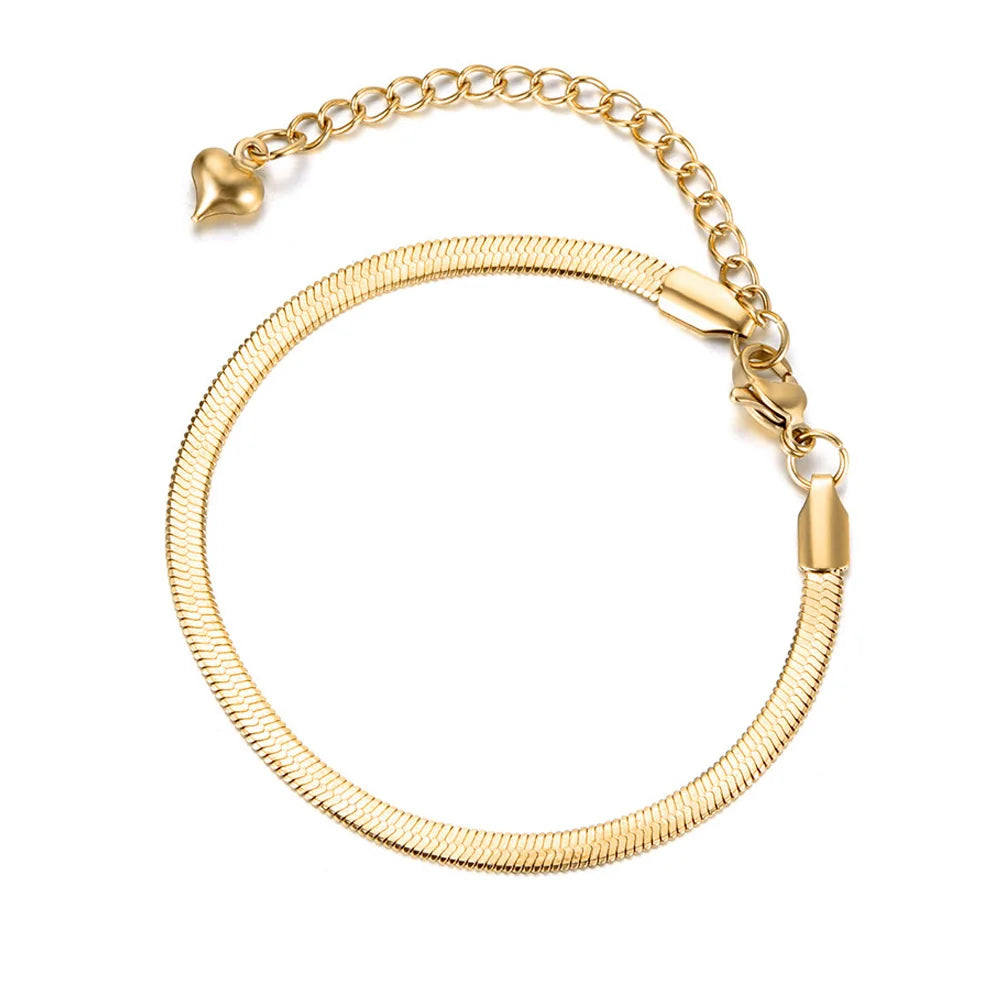 Lokaer Titanium Steel Rose Gold Plated Small Fresh Daisy Charm Bracelet Female Jewelry Trendy Chain & Link Bracelets B18196
