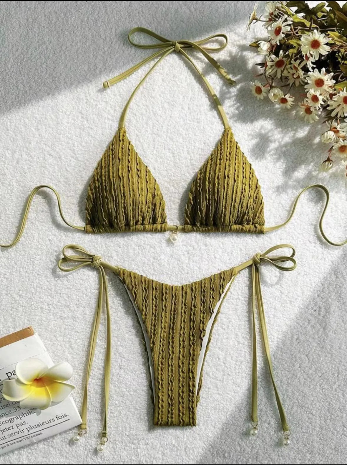 sexy milky ribbed halter micro mini bikini sets two pieces tie women thong swimsuit female bathing suit swimwear biquini