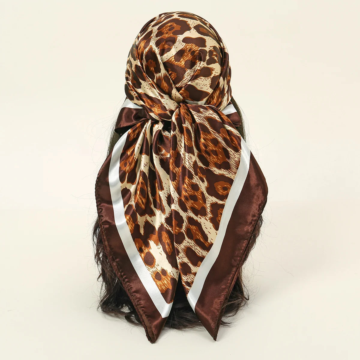 90*90cm Satin Square Scarf Women Leopard Print Shawl Hair Wrap Silk Feeling Satin Neckerchief Hair Band Classics Leopard Bandana