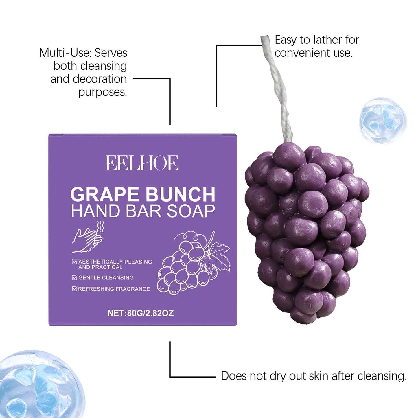 Grape Cluster Soap - Gentle cleansing with a fresh fragrance, suitable for daily use, shaped like a bunch of grapes.