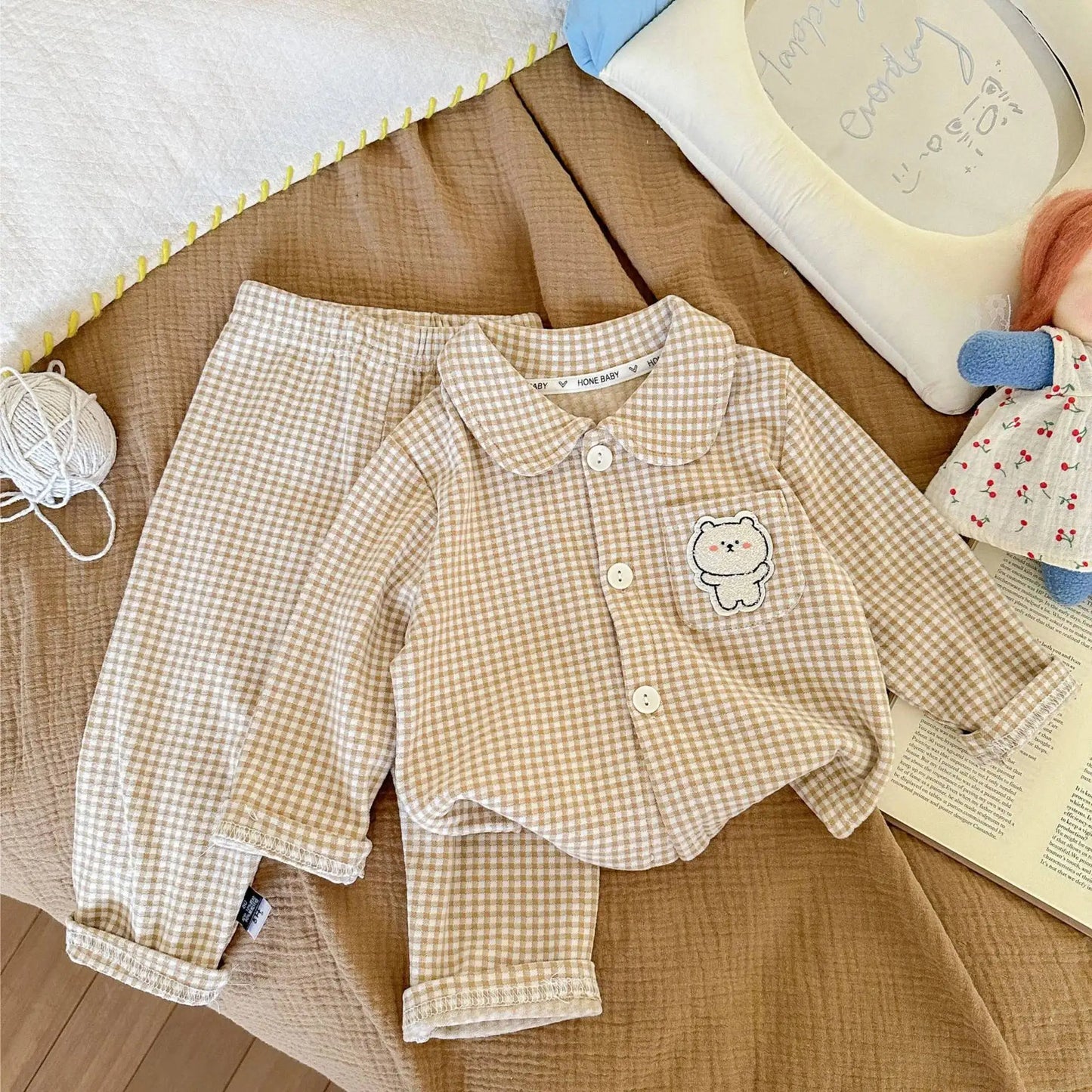 Children's Pajamas Autumn Boys' and Girls' Woolen Pajama Set, Children's Baby Home Clothes Two Piece Set