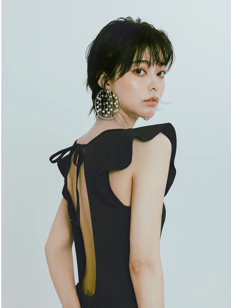 Summer 2023 Women's Conservative Belly Covering Sexy Backless One-Piece Swimsuit Trendy Hot Spring Thermal Suit  Style
