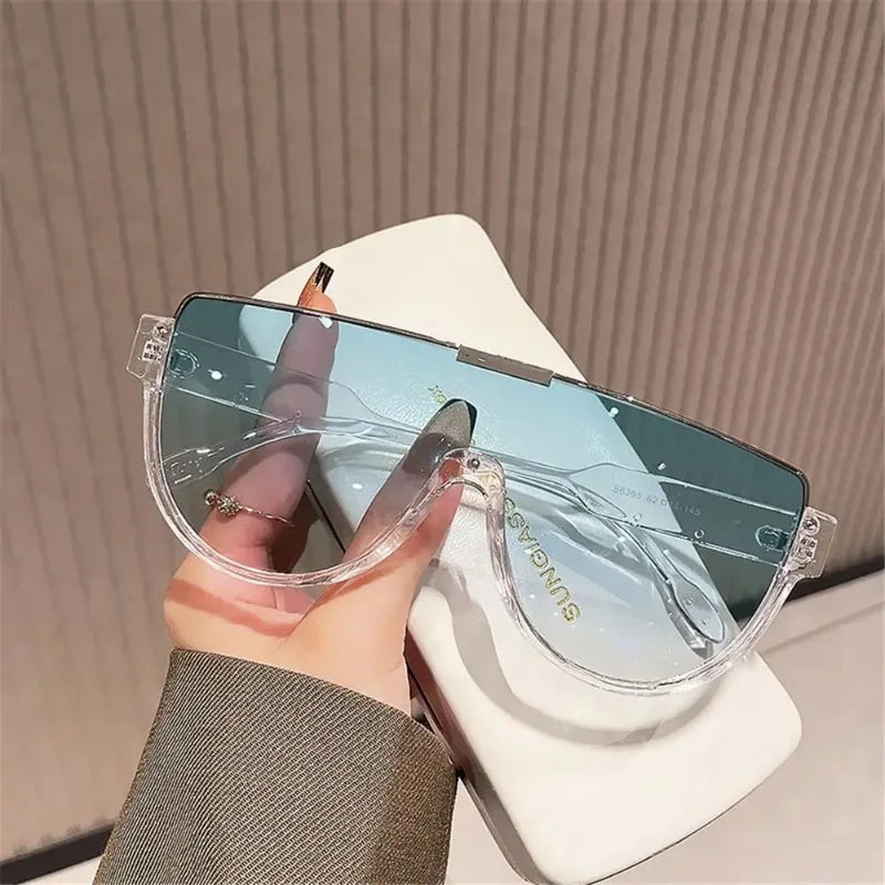 Semi Round Sunglasses for Women Monobloc Outdoor Protective Glasses Oversized Sunglasses UV400 очки солнечные женские очки