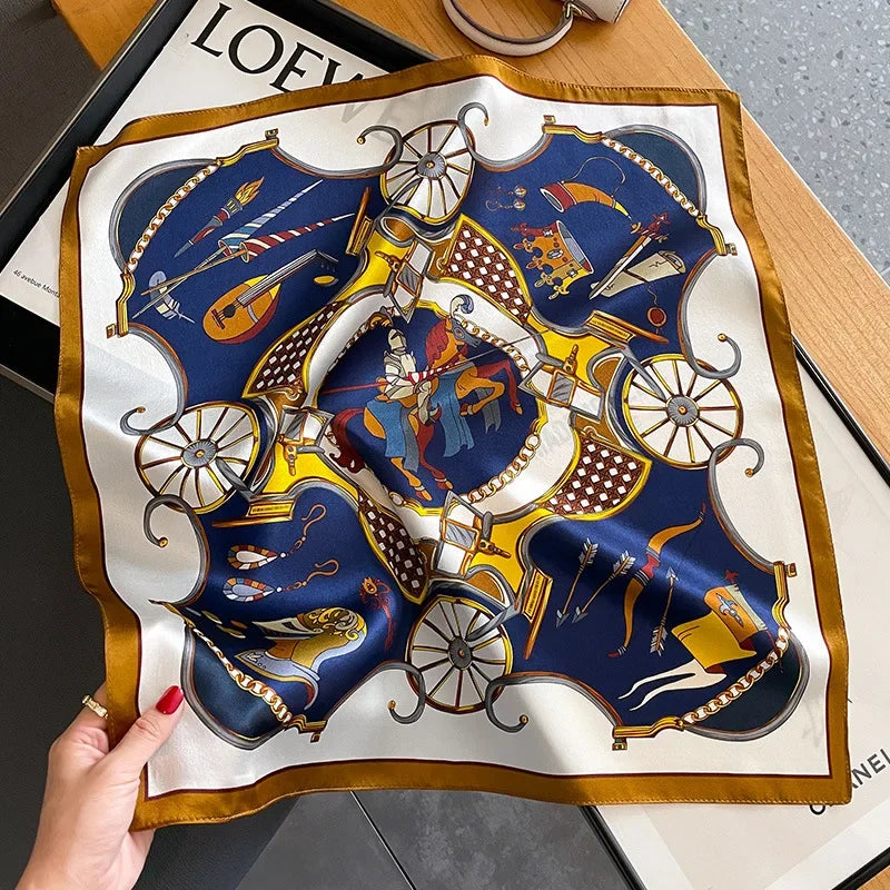 New 100% Real Silk Scarf For Woman Vintage Leopard Head Hair Scarfs Small Square Bandana Femme Office Neckerchief SD0201