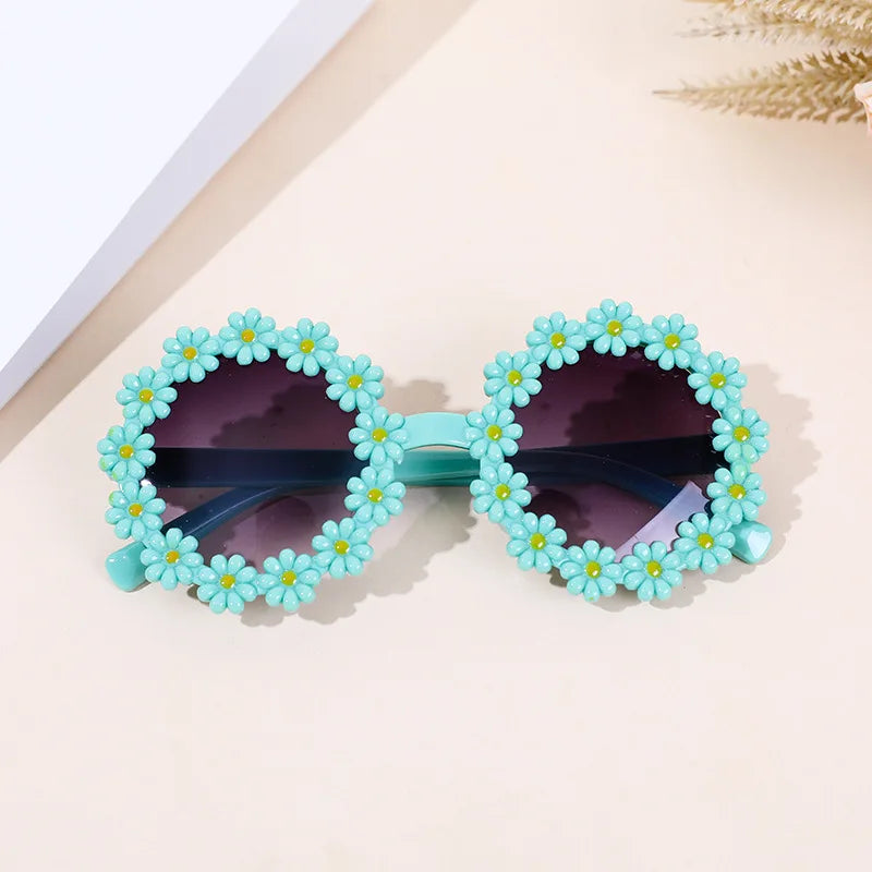 Round Flower Sun Glasses For Kids Cute Daisy Sunglasses Children Outdoor Sun Protection Shades Fashion Funny Party Eyewear