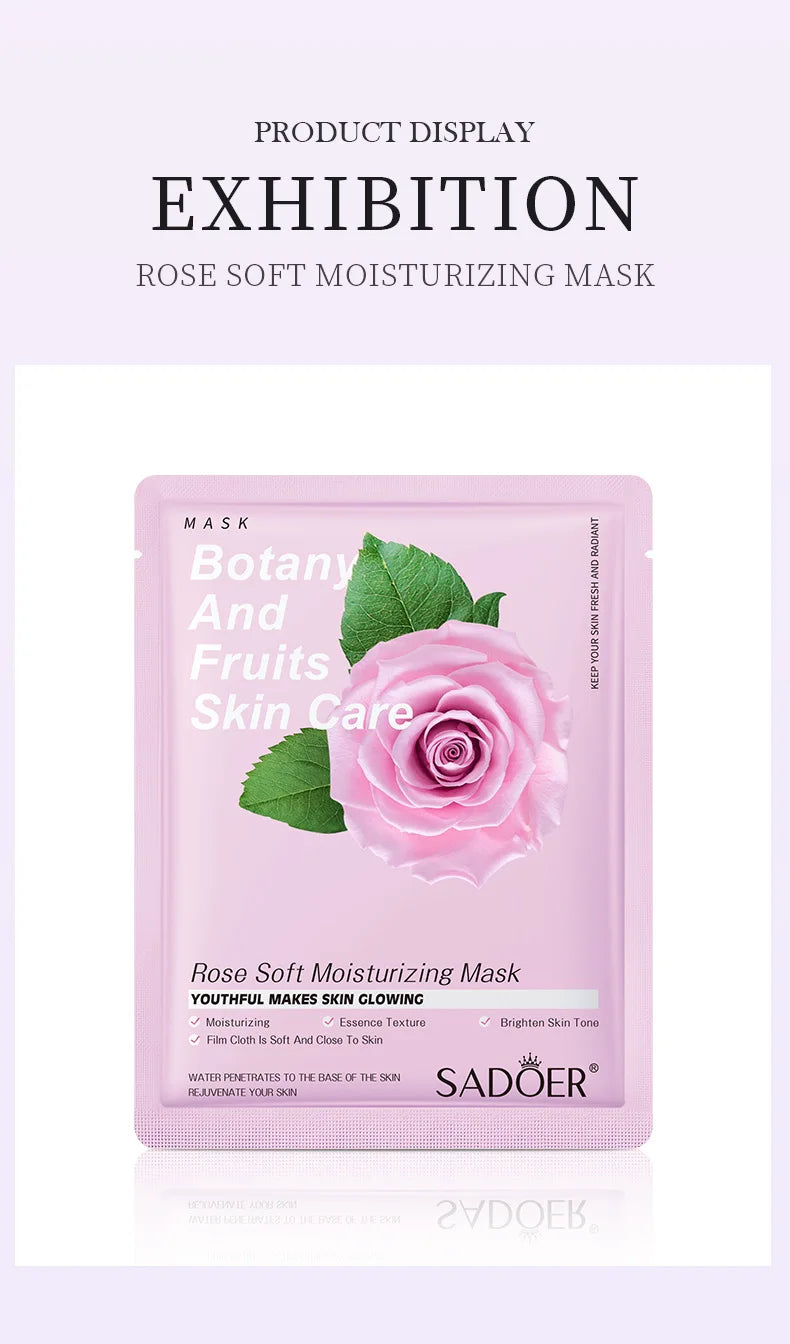 8pcs SADOER Fruits Face Mask Beauty Facial skincare Masks Moisturizing Firming Hydrating Facial Mask Face Care Korean Cosmetics
