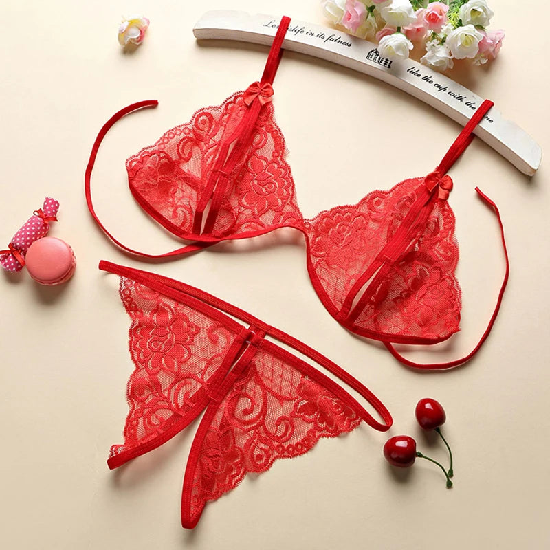 2022 Hot Women Transparent Bra High Waist Thong Set Fishnet Push Up Bikini Front Buckle Cutout Underwear Erotica Sexy Swimsuit