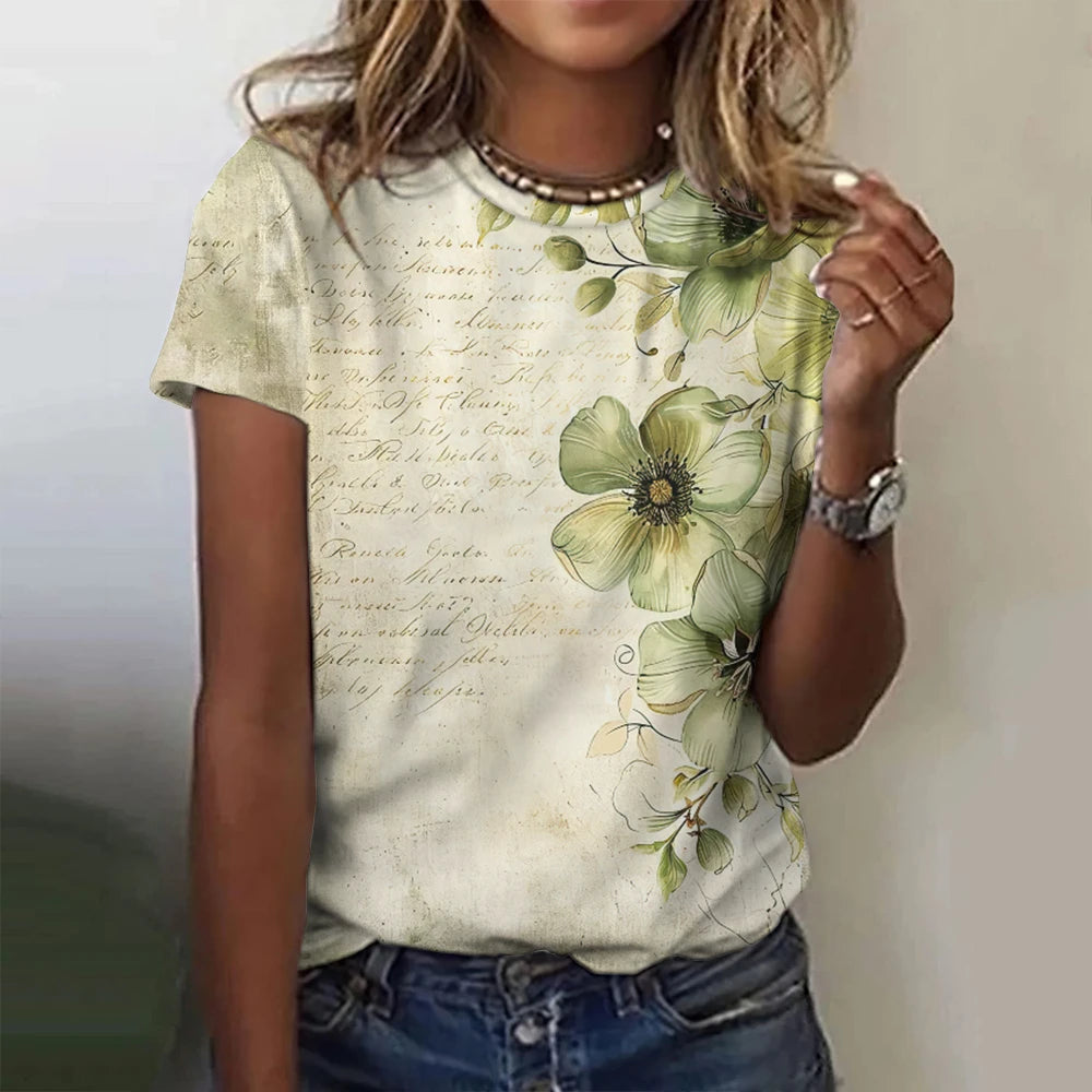 Summer Rose Music 3D Print T-shirts Women Streetwear Harajuku Casual Fashion Y2k Short Sleeve T Shirt O-neck Tees Tops Clothing