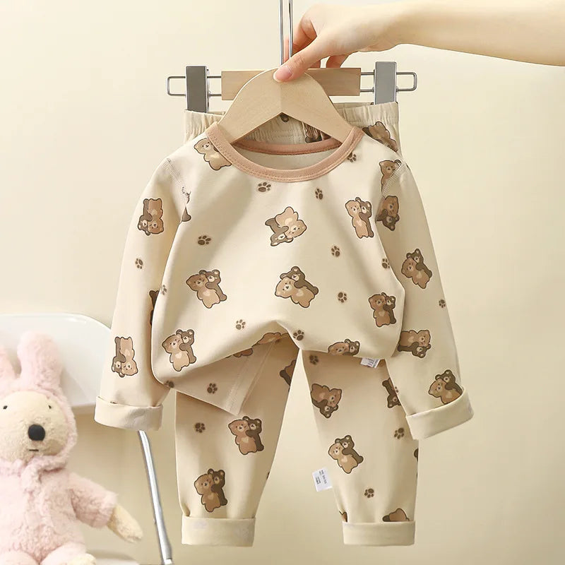 Kid Comfortable Pajamas Two Piece Set Multi Style Long Sleeve Top Trousers Pants Girl Boy Homewear Casual Children Cute Wear