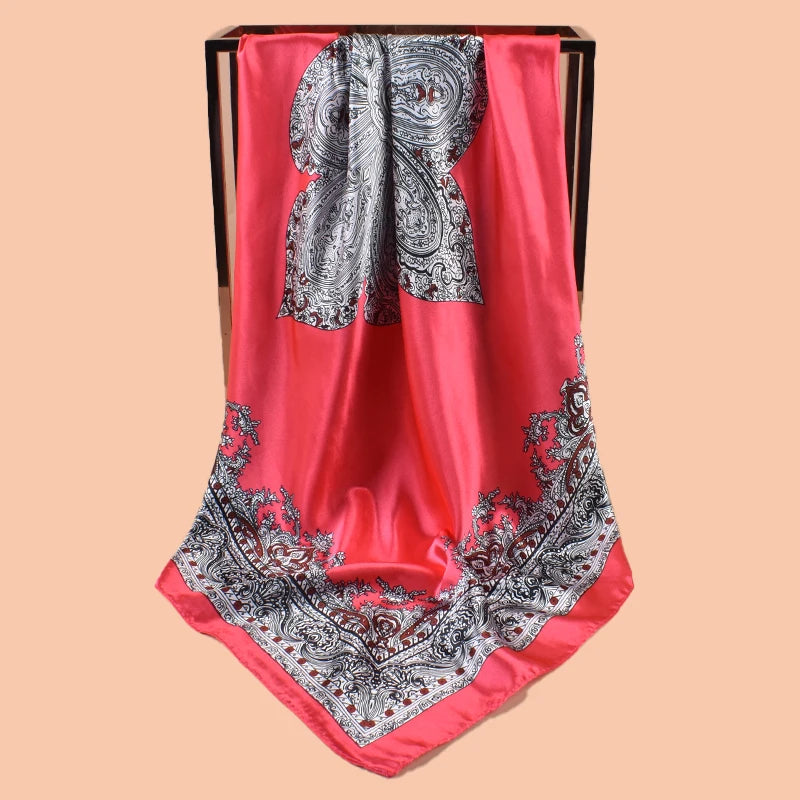 1PC Women's Summer Beach Accessory Fashion Satin Square Scarf 90*90inch Multi-use Headscarf Party Use Versatile Hair Towel